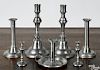 Seven pewter candlesticks, 19th/early 20th c., tallest - 9 3/4''.
