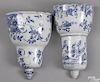 Two Delft blue and white wall pockets, 18th c., 6 7/8'' h. and 7 5/8'' h.