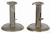 Pair of tin hogscraper candlesticks, pat. 1863 on ejectors, 4 1/4'' h.