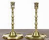 Pair of large Continental brass candlesticks, late 17th c., 11 1/4'' h.