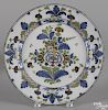 Delft polychrome charger, mid 18th c., 13 1/4'' dia.