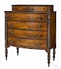 New England Sheraton mahogany bowfront dresser, ca. 1820, 45'' h., 36'' w.