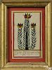 Vibrant Bucks County, Pennsylvania ink and watercolor fraktur bookplate, dated 1866
