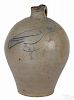 New York stoneware ovoid jug, early 19th c., with incised cobalt bird decoration, 9'' h.