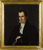 American oil on panel portrait of a young man, ca. 1840, 26'' x 22''. Provenance: New Jersey estate.