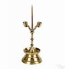 Rare Northwestern European ''3 Kings'' brass candlestick, ca. 1450, with a double-knopped shaft