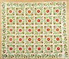 Appliqué rose pattern quilt, late 19th c., 89'' x 75''.
