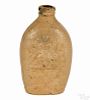 Rare New York historical stoneware flask, ca. 1835, impressed Clark & Fox Athens N.Y.