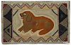 American hooked rug of a dog, late 19th c., 24 1/2'' x 39''.