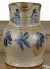 Pennsylvania stoneware pitcher, 19th c., with cobalt floral decoration, 8 3/4'' h.