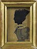 Puffy sleeve artist, New England, early 19th c., watercolor and hollowcut silhouette of a woman