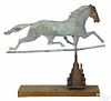 Large full-bodied copper running horse weathervane, 19th c., with a cast zinc head