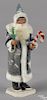 German composition Belsnickle Santa Claus candy container with a blue robe, 13'' h.