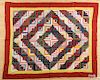 Pennsylvania log cabin quilt, ca. 1870, with a double border, 76'' x 92''.