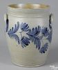 Pennsylvania three-gallon stoneware crock, 19th c., with overall cobalt floral decoration