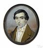 Miniature watercolor on ivory portrait of a gentleman, dated 1839, initialed indistinctly