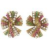 1950s Gold Diamond Ruby Emerald Earrings