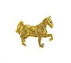 18K Gold Diamond Textured Horse Brooch Pin