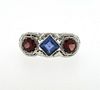 Art Deco 18K Gold Red Blue Stone Ring