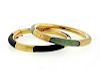 14K Gold Jade Black Onyx Bangle Bracelet Lot of 2