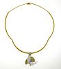 18K Gold Diamond Pearl Duck Brooch Pendant Necklace