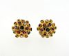 18K Gold Multi Gemstone Sputnik Dome Earrings Ring Set