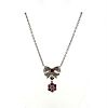 18k Gold Diamond Ruby Bow Drop Pendant Necklace