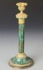 Salvaged Russian Empire Style Antique Bronze and Malachite Candlestick
