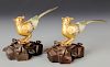 Pair of Chinese Gilt Bronze Bird Figures, Qian Long