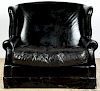 Double Width Leather Wing Back Chair