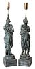 * Two Painted Metal Figural Lamps Height of figure 32 inches.