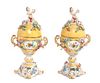 * A Pair of Royal Vienna Covered Urns Height 9 1/4 inches.