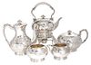 * An English Silver-Plate Tea Service, Cooper Bros., Sheffield, comprising a kettle on stand, teapot, coffee pot, creamer, sugar