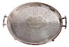* An English Silver-Plate Platter, Thomas Bradbury & Son, of oval, handled form and allover chased design, with openwork gallery