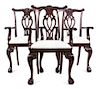 A Set of Four Chippendale Style Armchairs Height 40 inches.