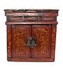 An Asian Table Cabinet Height 18 x width 18 3/4 x depth 11 inches.