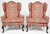 Pair of Chippendale Revival Wing Chairs