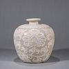 Cizhou Kiln White Glaze Incised Floral Jar
