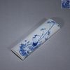 A blue and white bamboo and crane porcelain arm rest