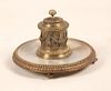 GILT BRONZE AND ONXY FOOTED FRENCH INKWELL