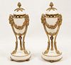 PAIR OF FRENCH REGENCY DORE BRONZE AND MARBLE COUPS