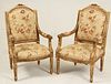 PAIR OF FRENCH LOUIS XVI STYLE CARVED GILTWOOD FAUTEUILS
