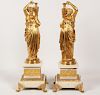 PAIR OF FRENCH DORE BRONZES OF EGYPTIAN REVIVAL FEMALE FIGURES