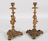 PAIR OF FRENCH 10" GILT BRONZE CANDLESTICKS