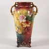 MAGNIFICENT ROYAL BONN FLORAL HAND PAINTED FOOTED VASE