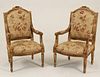 QUALITY PAIR OF FRENCH LOUIS XVI STYLE CARVED GILTWOOD FAUTEUILS