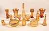 14 PIECE MISCELLANEOUS LOT OF BOHEMIAN JAUNE CUT TO CLEAR CRYSTAL