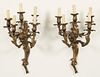 PAIR OF 19TH C. FRENCH LOUIS XV STYLE GILT BRONZE 5 LIGHT SCONCES