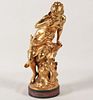 MOREAU, DORE FRENCH CAST BRONZE OF SEATED GIRL DRINKING FROM SHELL
