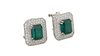Pair of Platinum Earrings, each with a central 2.47 carat emerald, atop an octagonal concentric graduated border of tiny round diamonds, total emerald